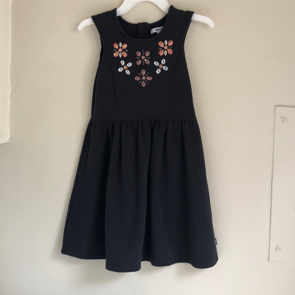 DKNY girls black, jeweled dress